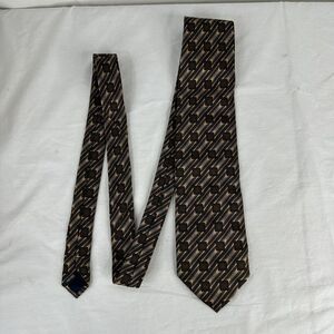 VENTURI UOMO Silk Geometric Brown MEN'S Neck Tie W:3.75" BY L:60" Made In Italy